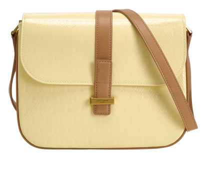 Embossed Le Monogramme Crossbody, &pound;595, Handbags, Yellow, Patent Leather, Front view